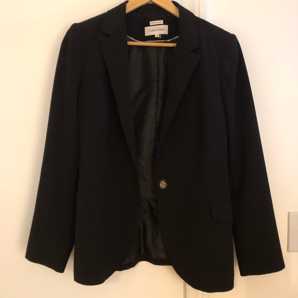 90s Calvin Klein blazer, black, size 10 - Picture 1 of 9